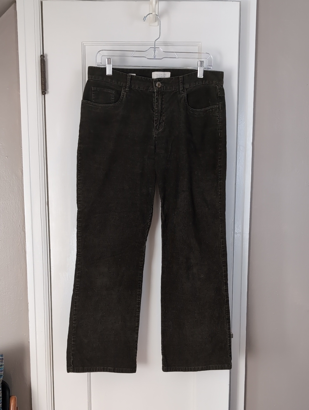 Talbots Women's Signature Bootcut Green Corduroy Pants, 8p